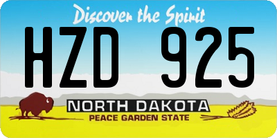 ND license plate HZD925