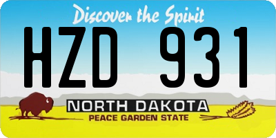 ND license plate HZD931