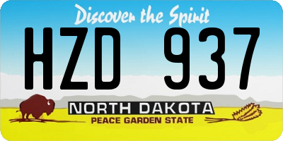 ND license plate HZD937