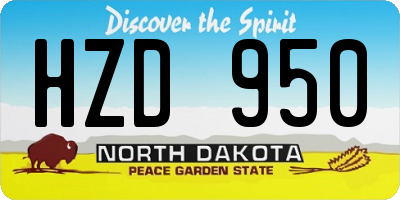 ND license plate HZD950