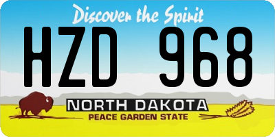 ND license plate HZD968