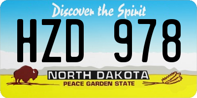 ND license plate HZD978