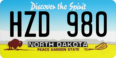 ND license plate HZD980