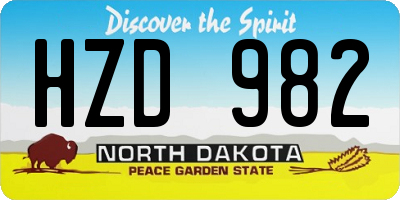 ND license plate HZD982