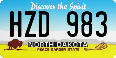 ND license plate HZD983