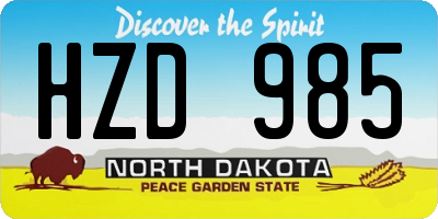 ND license plate HZD985