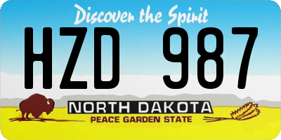 ND license plate HZD987