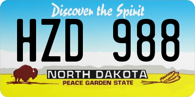 ND license plate HZD988