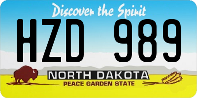 ND license plate HZD989