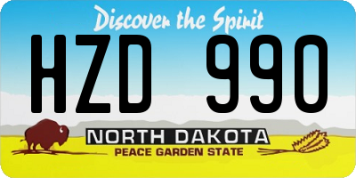 ND license plate HZD990