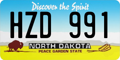 ND license plate HZD991