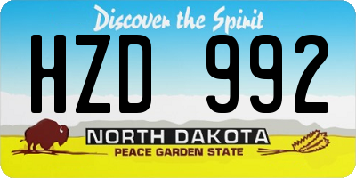 ND license plate HZD992