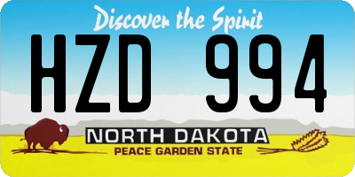 ND license plate HZD994