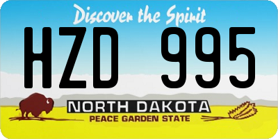 ND license plate HZD995