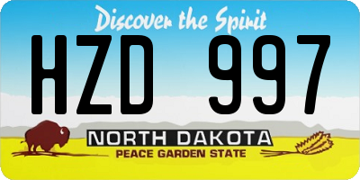 ND license plate HZD997