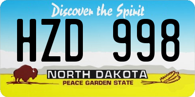 ND license plate HZD998