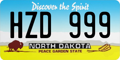 ND license plate HZD999