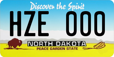 ND license plate HZE000