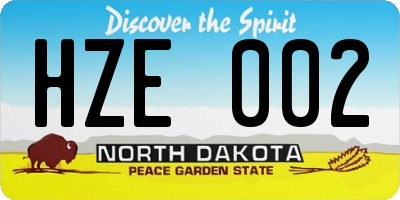 ND license plate HZE002