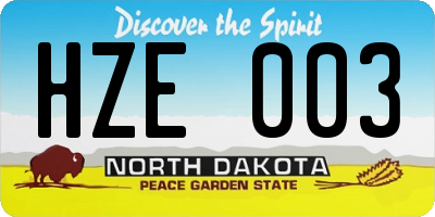 ND license plate HZE003