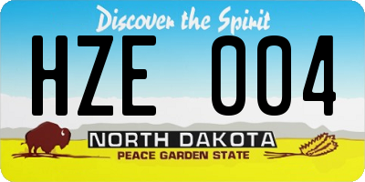 ND license plate HZE004