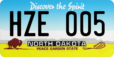 ND license plate HZE005