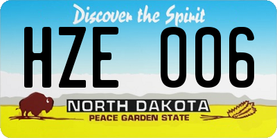 ND license plate HZE006