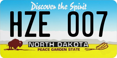 ND license plate HZE007