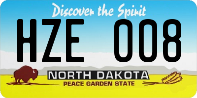 ND license plate HZE008
