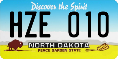 ND license plate HZE010
