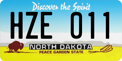 ND license plate HZE011