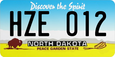 ND license plate HZE012