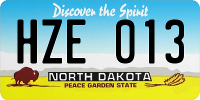 ND license plate HZE013