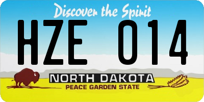 ND license plate HZE014