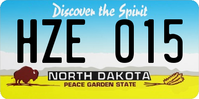 ND license plate HZE015