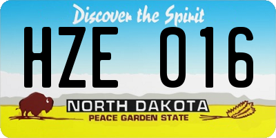 ND license plate HZE016
