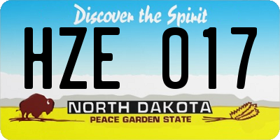 ND license plate HZE017