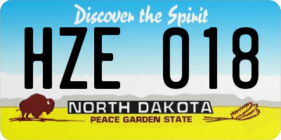 ND license plate HZE018