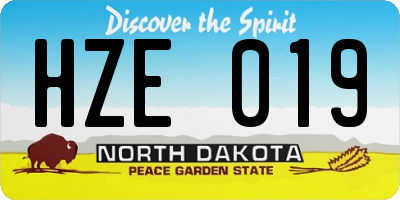 ND license plate HZE019