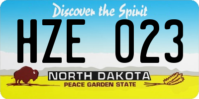 ND license plate HZE023