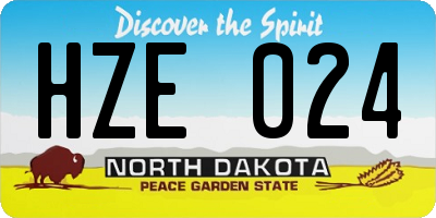 ND license plate HZE024
