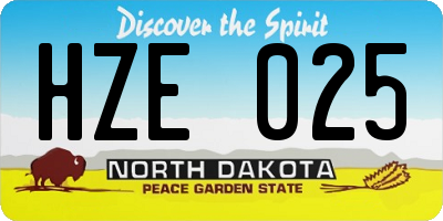 ND license plate HZE025