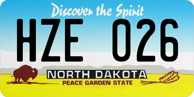 ND license plate HZE026
