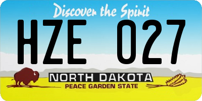 ND license plate HZE027