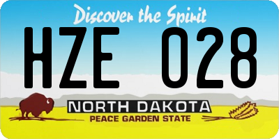 ND license plate HZE028