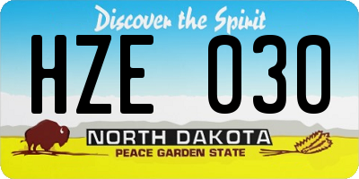 ND license plate HZE030