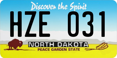 ND license plate HZE031