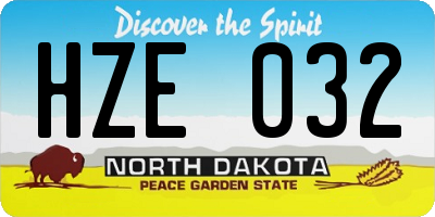 ND license plate HZE032