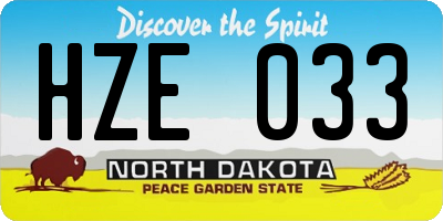 ND license plate HZE033