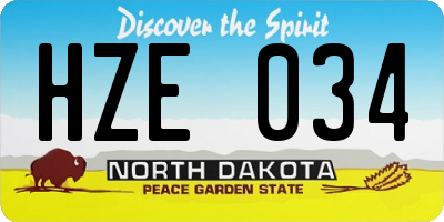 ND license plate HZE034